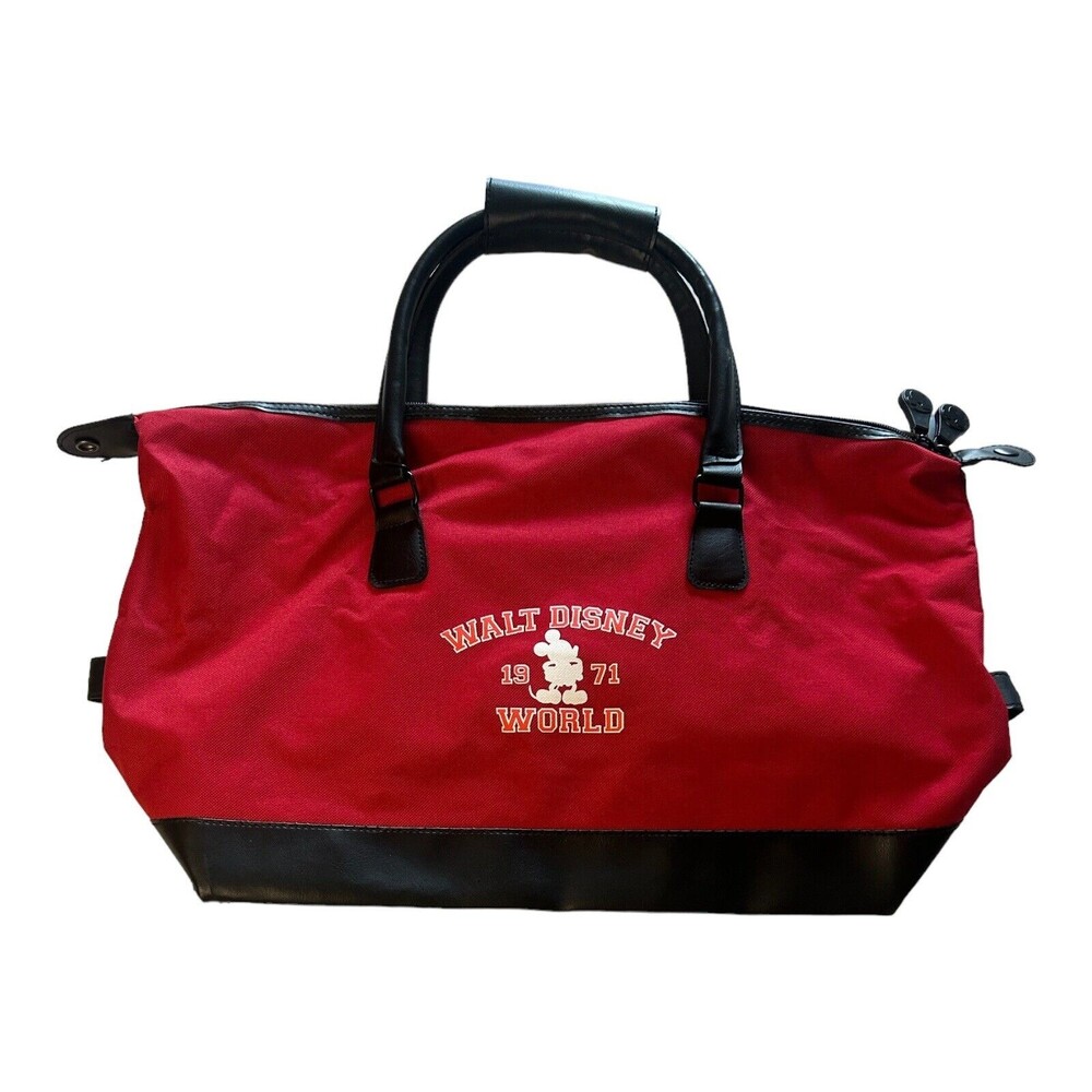 Walt Disney World Mickey Mouse 1971 Red Black Duffle Tote Gym Travel Bag